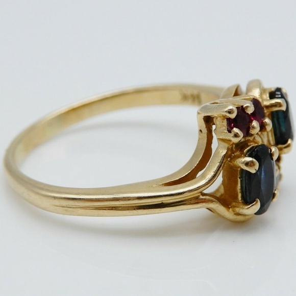 BEAUTIFUL Solid 14k Yellow Gold / Sapphire / Ruby Ladies Ring Size 6 - Picture 8 of 8